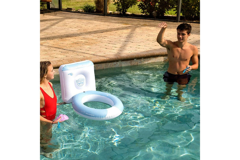 BigMouth Inc. Inflatable Toilet Toss Game Swimming Pool Party Play w Poop Bags