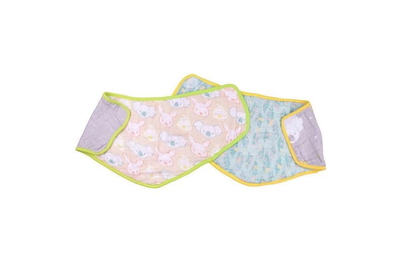 2pc Playgro Fauna Friends Reversible 2-In-1 Baby Bib to Burp Cloth 0m+