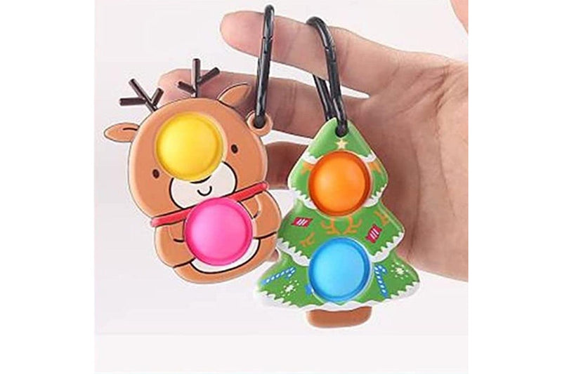 4pcs Pop Christmas Mini Bubbles Fidget Keychain Toys for Kids and Adults