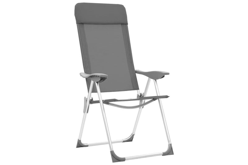 Folding Camping Chairs 2 pcs Grey Aluminium vidaXL