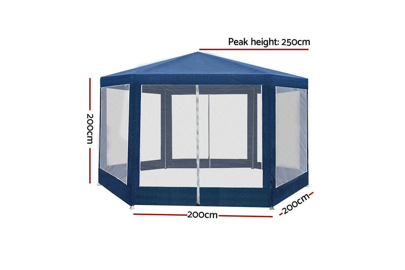 Instahut Gazebo?2x2m Marquee Wedding Party Tent Outdoor Camping Mesh Wall Canopy Shade Gazebos Navy