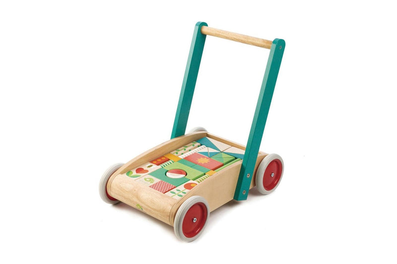 Tender Leaf Toys 41.5cm Wagon w Wooden Blocks Toy Set Play Kids Toddler 18m+