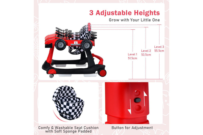 Costway 4in1 Walker Stroller Folding Push Walkers Ride on Toy Car Activity Music Gift Red