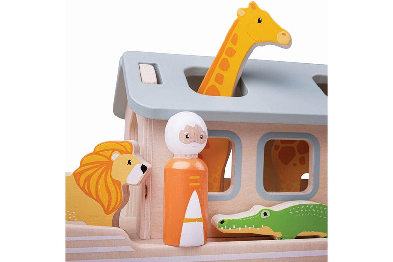 Bigjigs Toys 33.7cm FSC Noah's Ark Animals Lion Rabbit Kids Wooden Play Toy 12m+