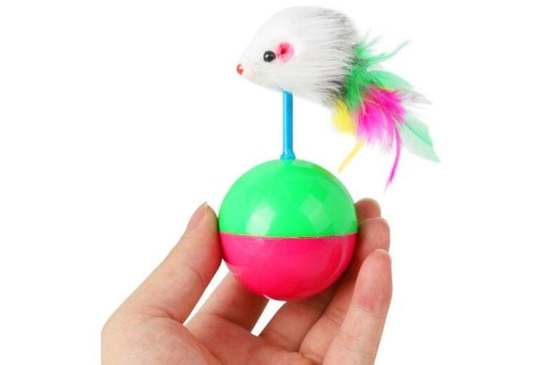 Mouse Tumbler Cat Dog Toy Ball Pet Real Rabbit Hair Multi Cat Toys