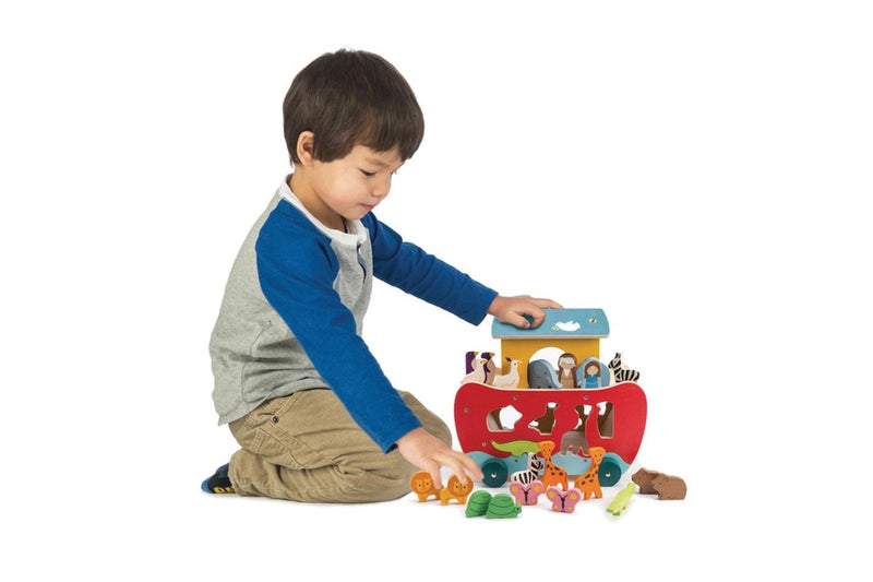 Tender Leaf Toys Noah's Shape Sorter Ark w 10 Animal Wooden Toy Set Kids 3y+