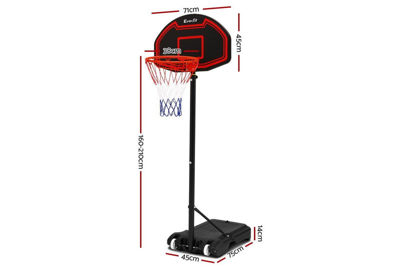 Everfit 2.1M Basketball Hoop Stand System Adjustable Portable Pro Kids Black