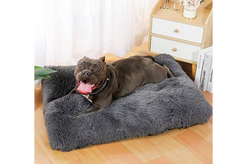 Zoomies Posh Plush Kennel Mat - Large Dark Grey 109cm