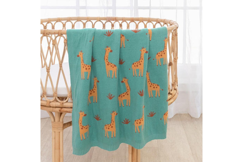 Living Textiles 85cm Whimsical Baby Blanket Infant Pram Comforter Giraffe Sage