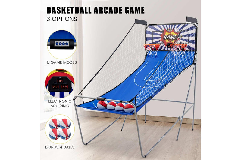 Costway Foldable Electronic Basketball Arcade Game Dual Basketball Game Set w/4 Balls&Hand Pump