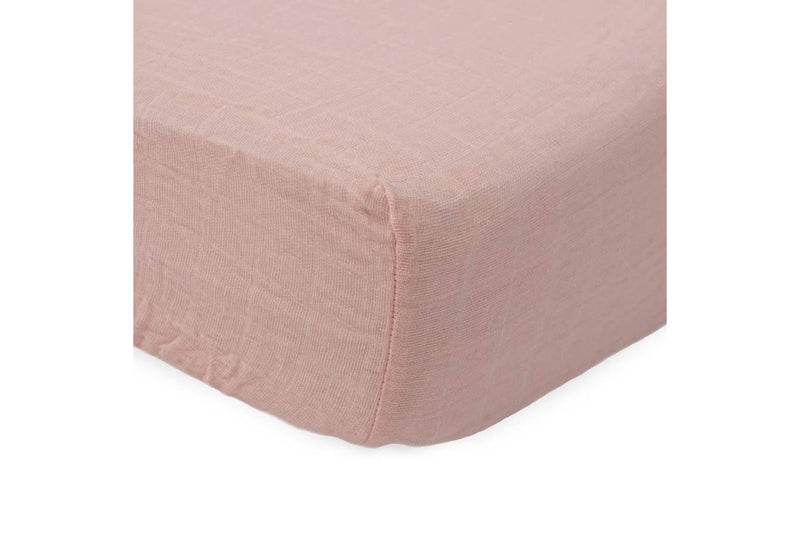 Little Unicorn: Muslin Fitted Cot Sheet - Rose Petal