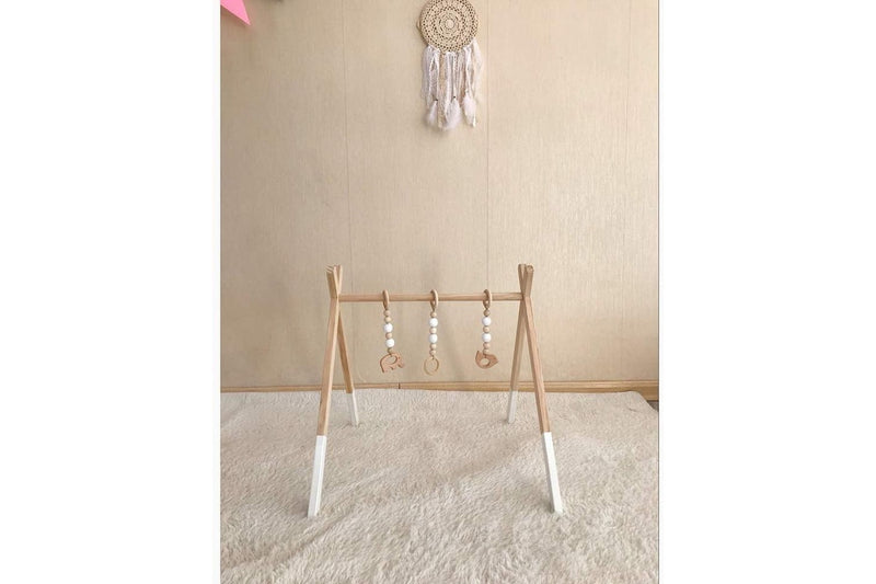 White Wooden Baby Gym Fitness Equipment