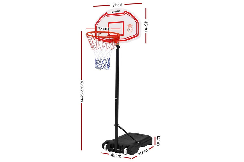 Everfit 2.1M Basketball Hoop Stand System Adjustable Portable Pro Kids White