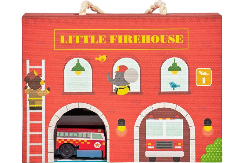 Petit Collage: Wind Up & Go Playset - Little Firehouse