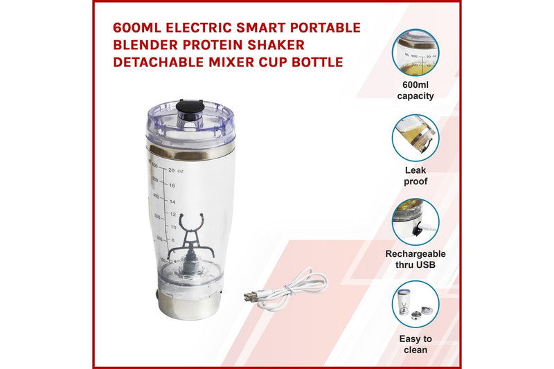 600ml Electric Smart Portable Blender Protein Shaker Detachable Mixer Cup Bottle