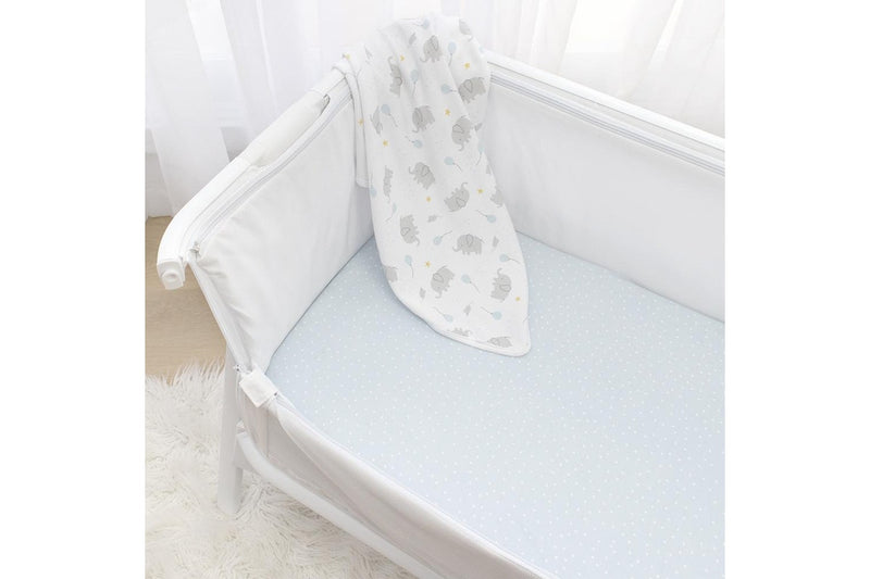 2pc Living Textiles Cotton Jersey Co-Sleeper Cradle Fitted Sheet Mason Elephant