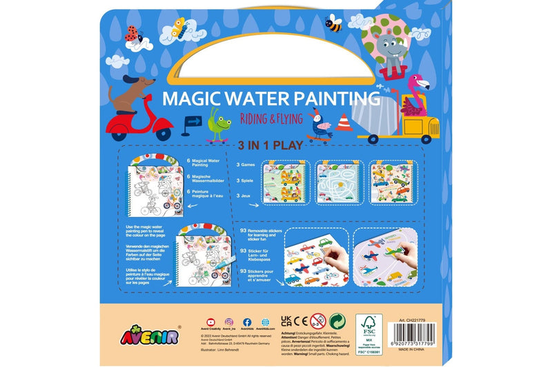 Avenir: 3 in 1 Play Book Magic Water Painting - Riding & Flying