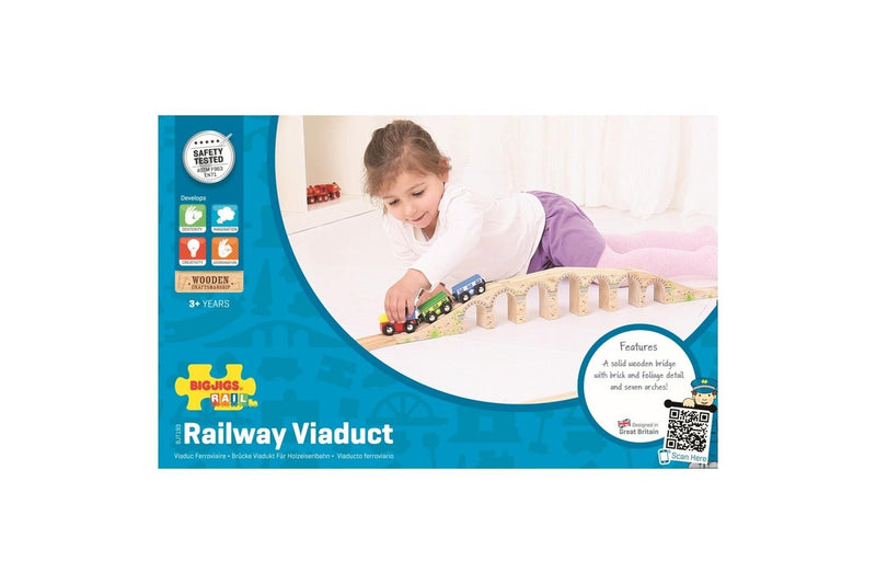 Bigjigs Rail 69.5cm Railway Viaduct Kids Children Wooden Toy Train Accessory 3y+