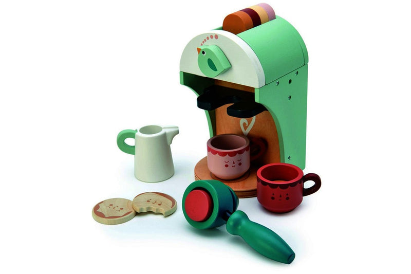 Tender Leaf Toys 15cm Babyccino Maker Coffee Wood Toy Pretend Play Set Kids 3y+