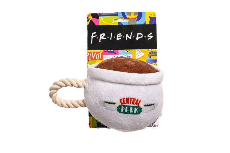 2x Friends Central Perk Mug Soft Plush Squeaking Dog Interactive Toy 20cm White