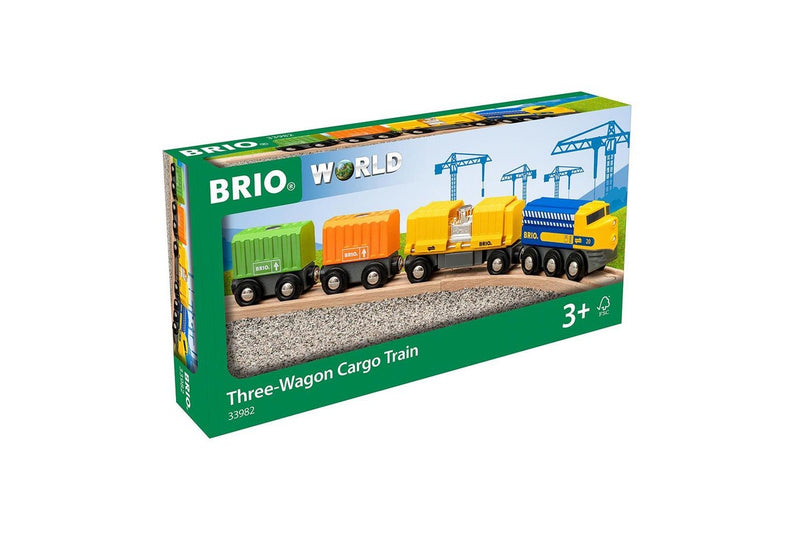 7pc Brio Three-Wagon Cargo Train Kids Childrens Pretend Play Interactive Toy 3y+