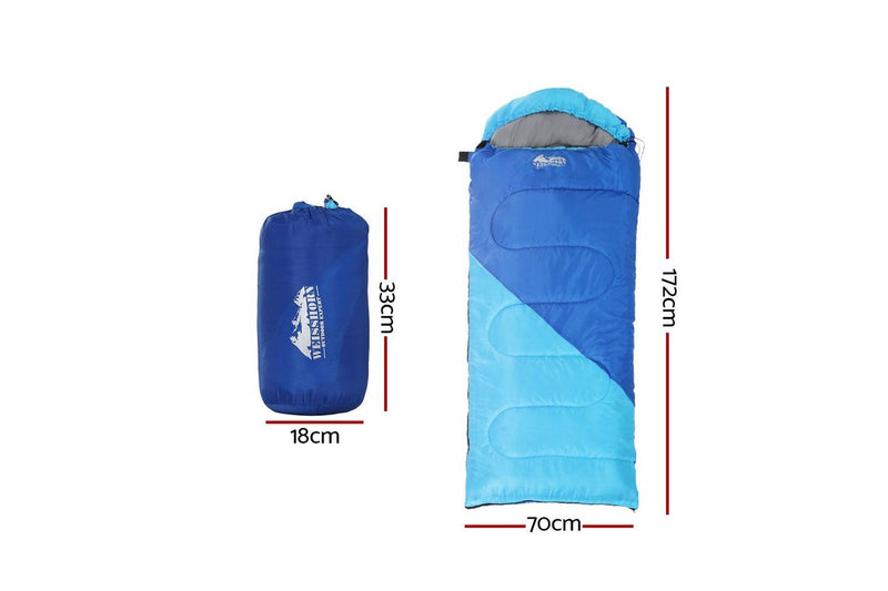 Weisshorn Sleeping Bag Kids Single 172cm Thermal Camping Hiking Blue