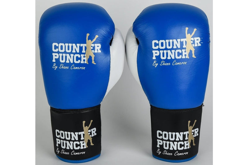 Counterpunch Premium Leather Pro Lace-Up Gloves - Blue - 10oz