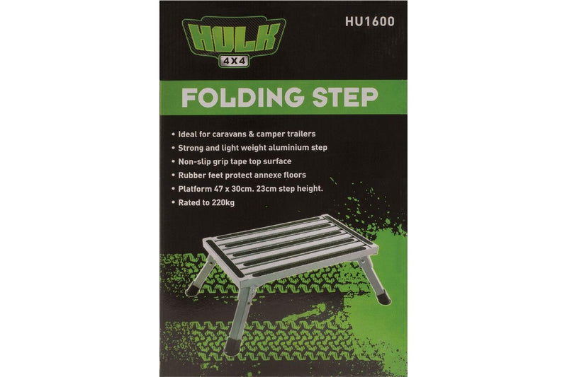 Hulk 4x4 HU1600 Caravan Portable Folding Small Aluminium Non-Slip Step 23cm