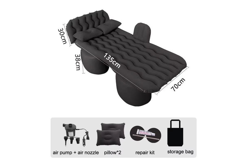 Portable Travel Inflatable Car Back Seat Air Mattress - Black