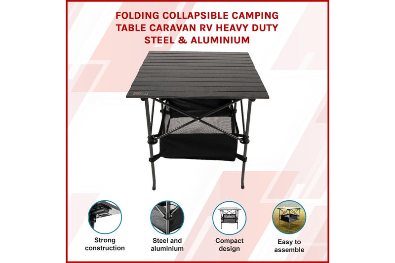 Folding Collapsible Camping Table Caravan RV Heavy Duty Steel & Aluminium