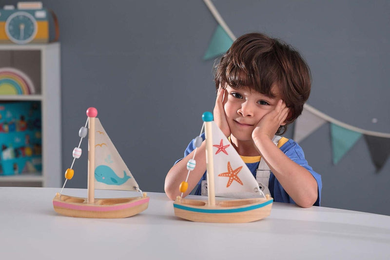 Kaper Kidz Calm & Breezy Wooden Sailboat Kids Children's Toy Whale 2yrs+