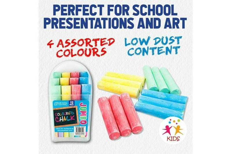 Costcom 24PCE Durable Chalk Jumbo Coloured Value Pack Creative Kids Fun Bright Artistic