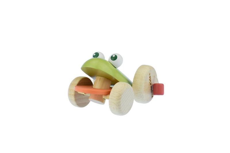 2x Kaper Kidz Eco Play Push A Long Croaking Frog Kids Wooden Sensory Toy 12m+