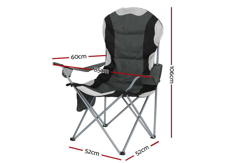 Weisshorn Camping Folding Chair Portable Outdoor Hiking Fishing Picnic Grey 2pcs