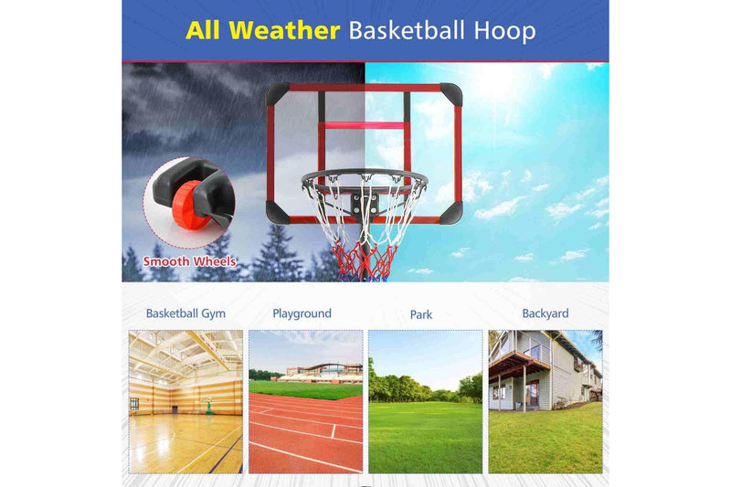 Costway 2.1m Basketball Hoop Stand System Adjustable Outdoor Basketball Ring w/Wheels & & Tripod Base