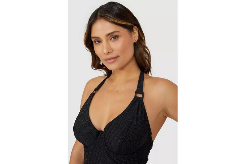 Gorgeous Womens/Ladies Sparkle Non-Padded Tankini Top (Black) (32FF)