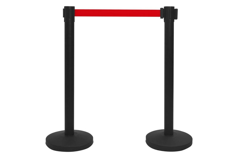 Stanchions with Belts 4 pcs Airport Barrier Iron Black vidaXL