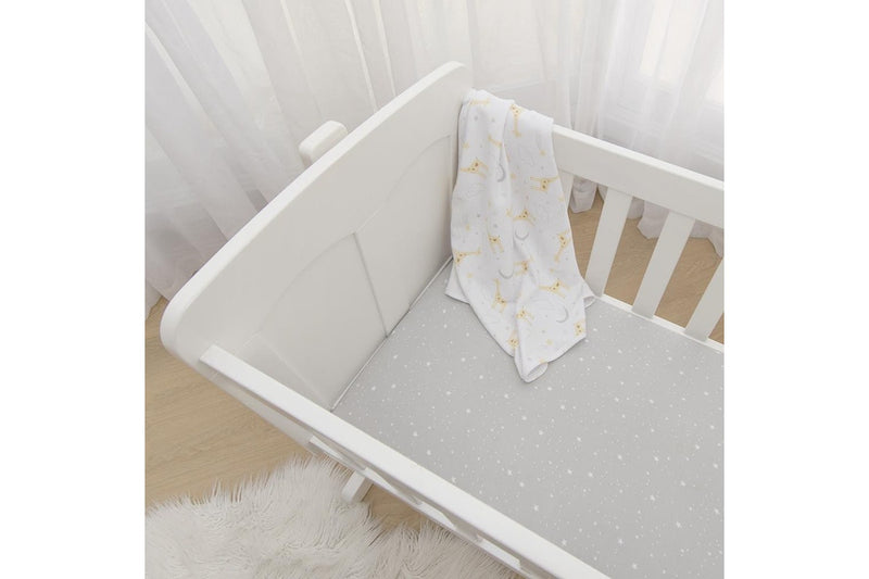 2pc Living Textiles Baby Cotton Jersey Bassinet Fitted Sheet Noah Giraffe Set