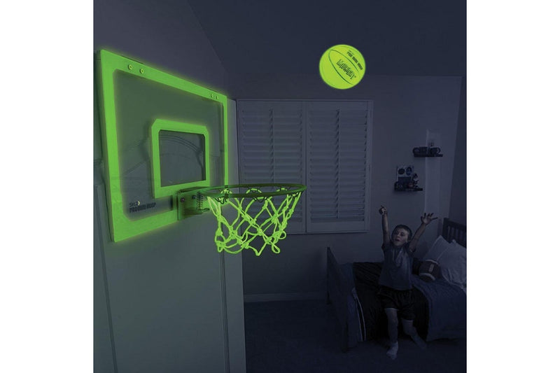 SKLZ Pro Mini 45.72cm Basketball Hoop Backboard w Ball Midnight Glow In The Dark