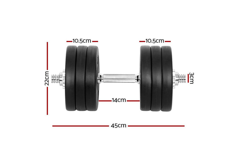 Everfit 35kg Dumbbell Set Weight Plates Dumbbells Lifting Bench