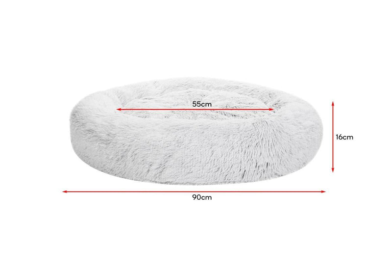 Pawever Pets: Round Nest Calming Bed - Grey (Small/Medium, 90cm)