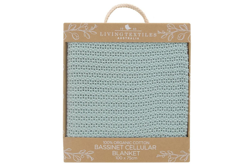 Living Textiles Baby 100cm Organic Cotton Bassinet Cradle Cellular Blanket Sage