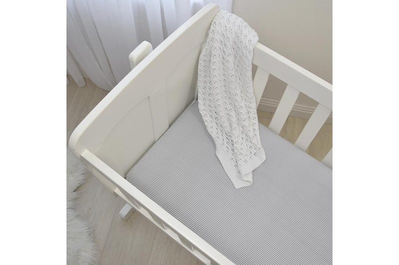 2pc Living Textiles Cotton Jersey Bassinet Fitted Sheet Grey Stripe Melange