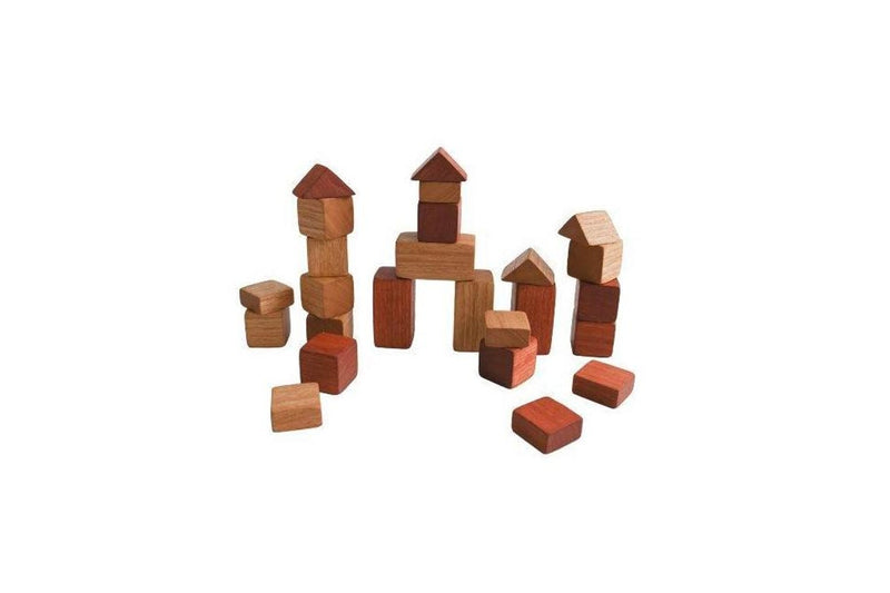 26pc In-Wood Bag of Wooden Building Blocks Kids Children Fun Play 3y+ Assorted