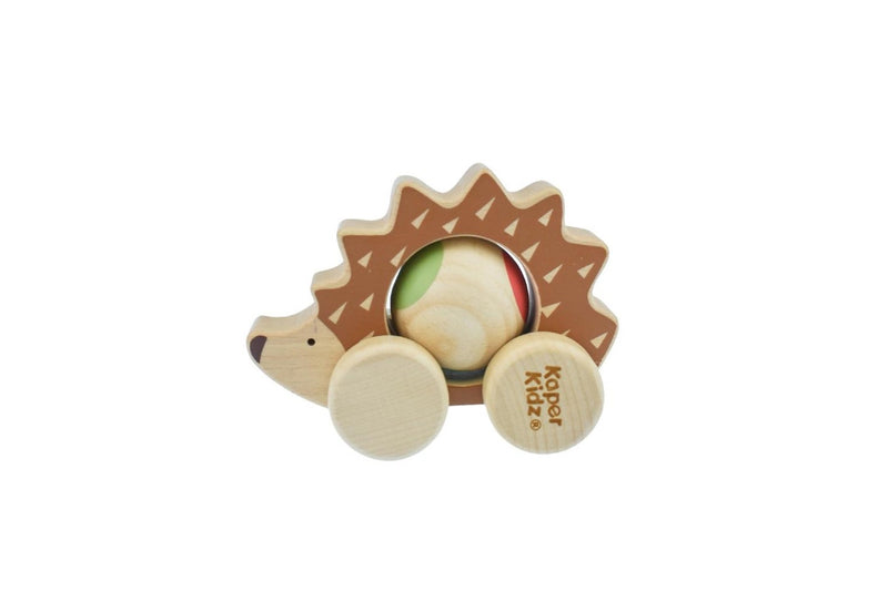 2x Kaper Kidz Eco Play Push A Long Spinning Hedgehog Kids Wooden Toy 12m+