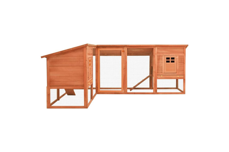 Outdoor Rabbit Hutch with Run Brown Solid Fir Wood vidaXL