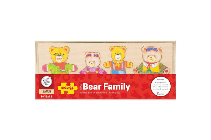 72pc Bigjigs Toys 33cm Dress Up Bear Family Kids Interactive Wooden Toy 3y+