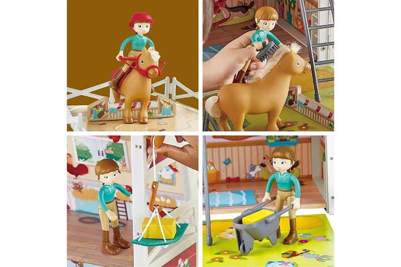 25pc Hape Pony Ranch Barn Stable Club Doll House Kids Childrens Playset Toy 3y+