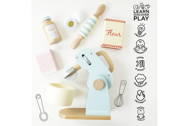 8pc Le Toy Van Honeybake Mixer Set Rolling Pin Wooden Toy Kids Pretend Play 2y+