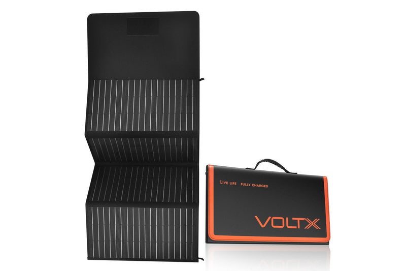 VoltX 12V 100W Mono Solar Blanket Folding Solar Panel Kit Portable Camping 23.5% High Coversion Rate Advanced PERC Grade-A Monocrystalline Cell ETFE Coating Folding Storage Design Juction Box With USB Port